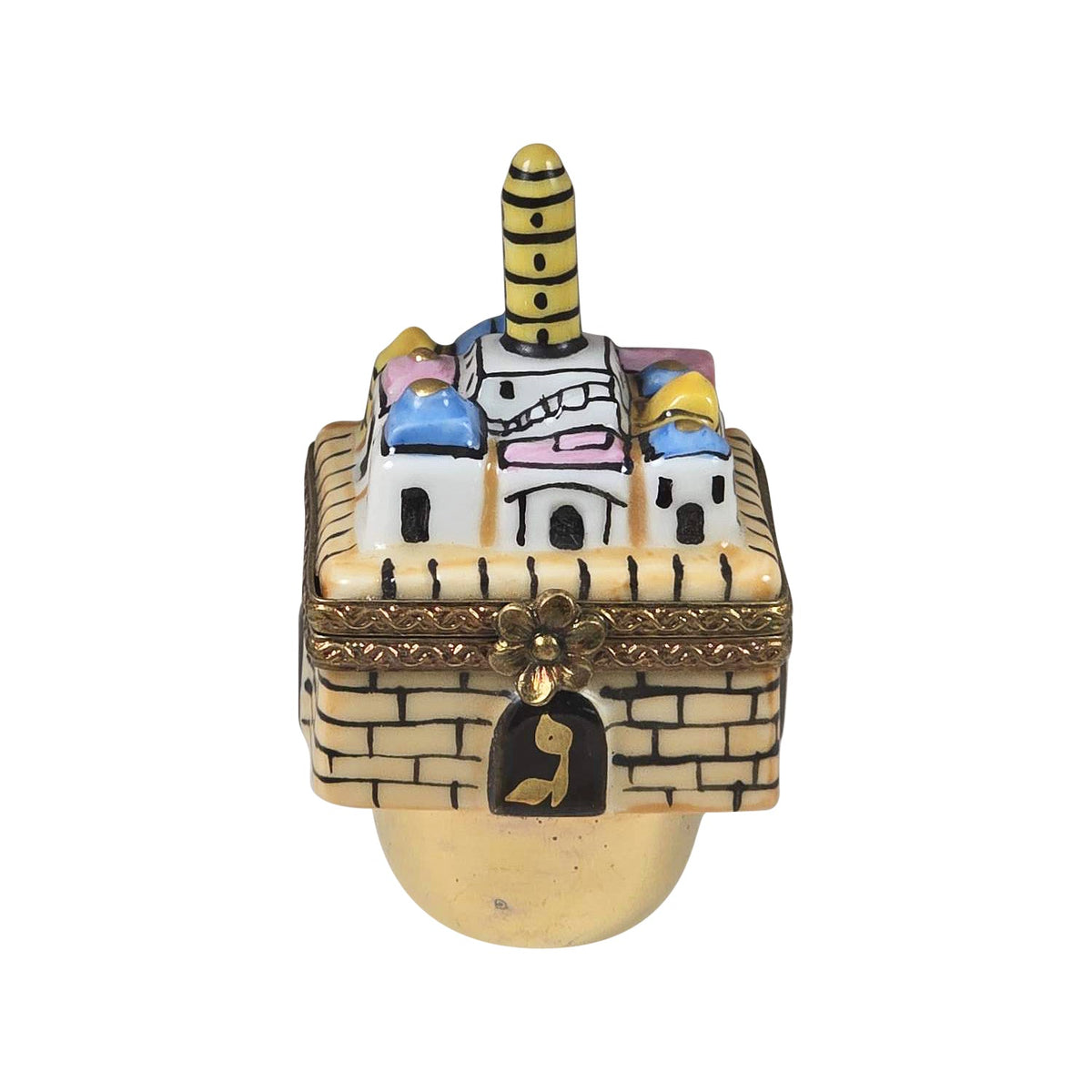 Jerusalem Dreidel for Jewish Collectors, a hand-painted Limoges porcelain gift
