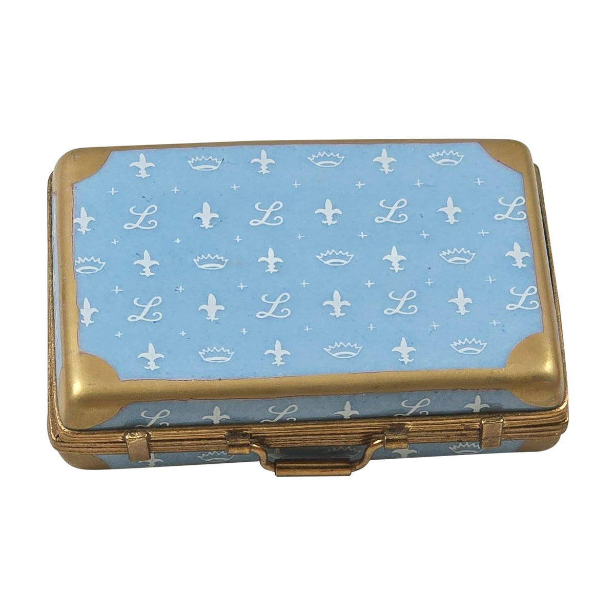 Designer Porcelain Briefcase Limoges Box for Fashion Lovers, a hand-painted Limoges porcelain gift