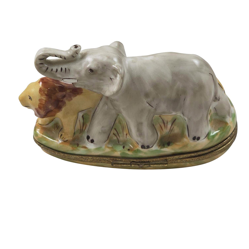 Reverse of the African Animals Limoges box, painted all the way around