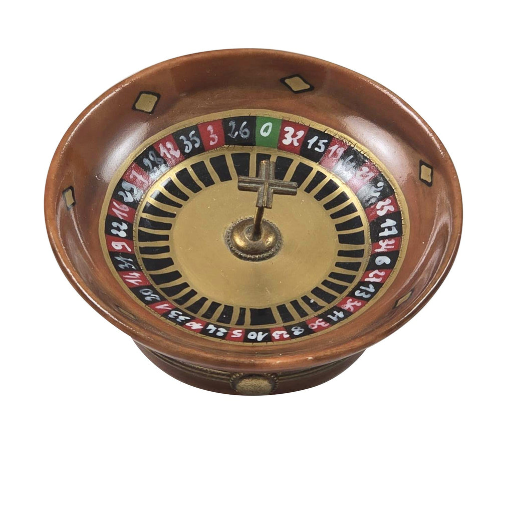 Brown Roulette Wheel for Game Enthusiasts, a hand-painted Limoges porcelain gift