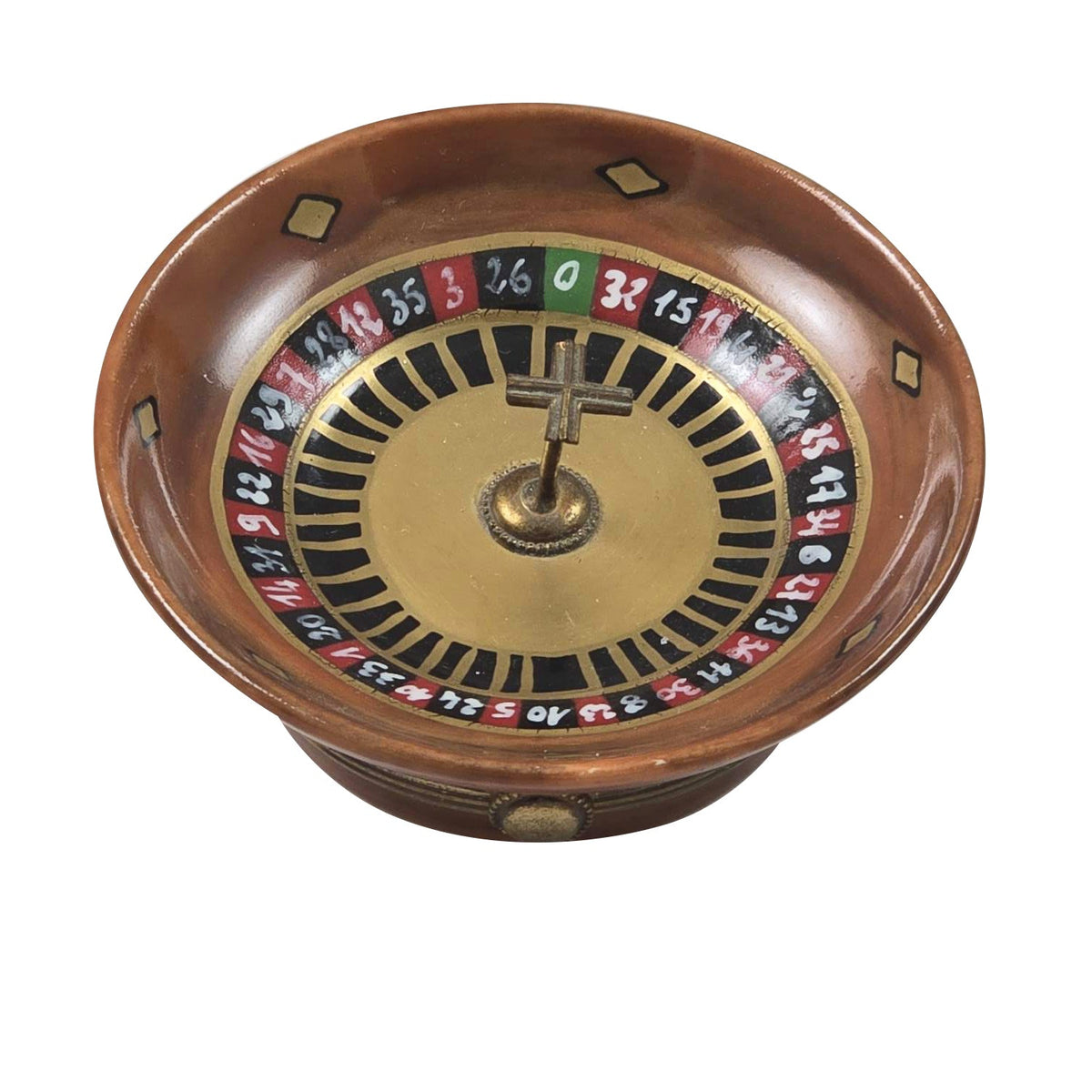 Brown Roulette Wheel for Game Enthusiasts, a hand-painted Limoges porcelain gift