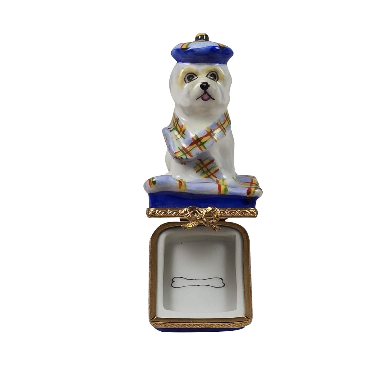 West Highland Terrier with Beret Scarf Limoges Box, view 2