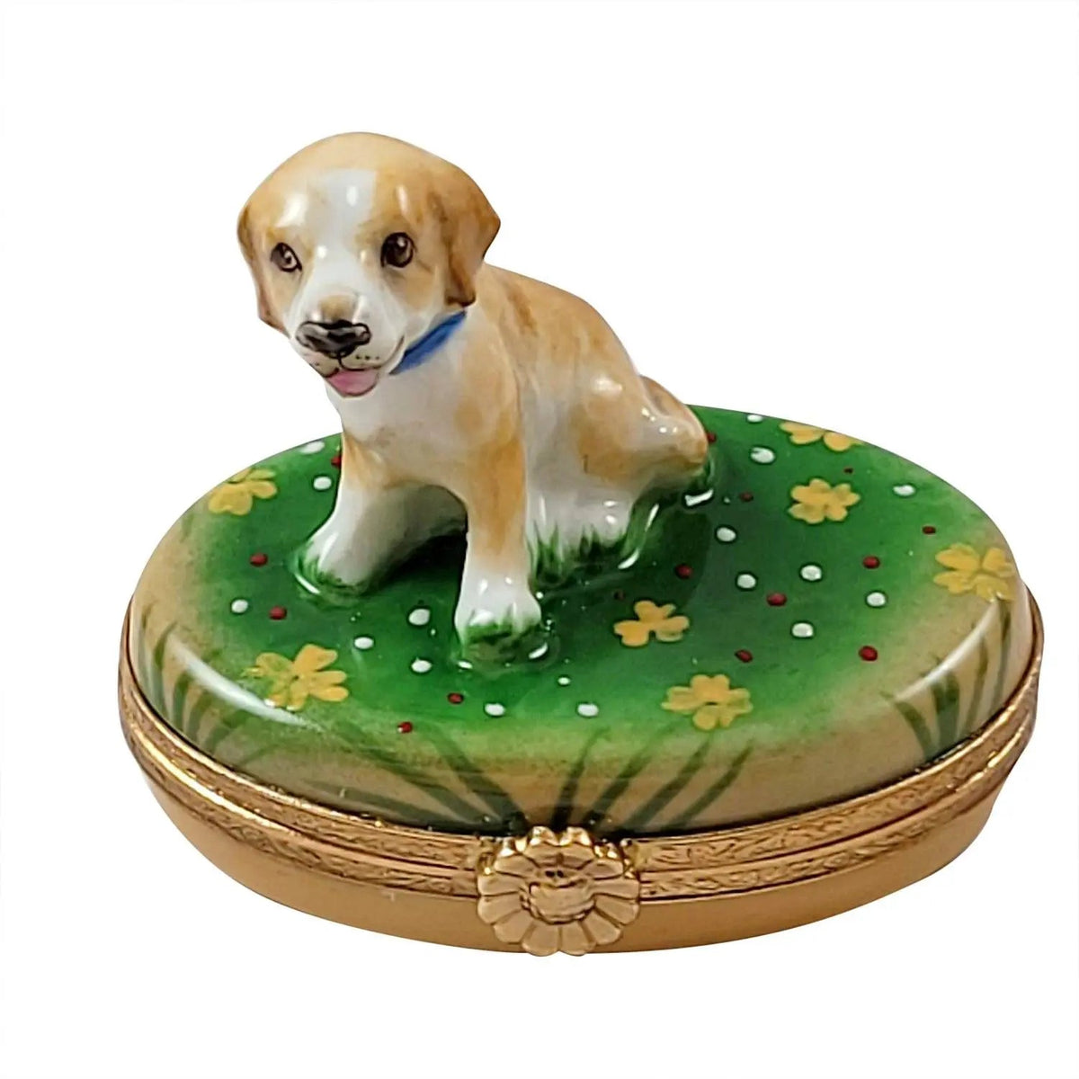 Blond Yellow Labrador Limoges Box Dog Lover Gift, a hand-painted Limoges porcelain gift