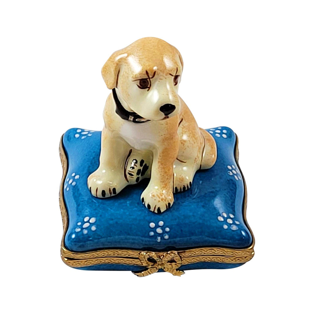 Golden Retriever or Labrador Dog Figurine Limoges Box, a hand-painted Limoges porcelain gift