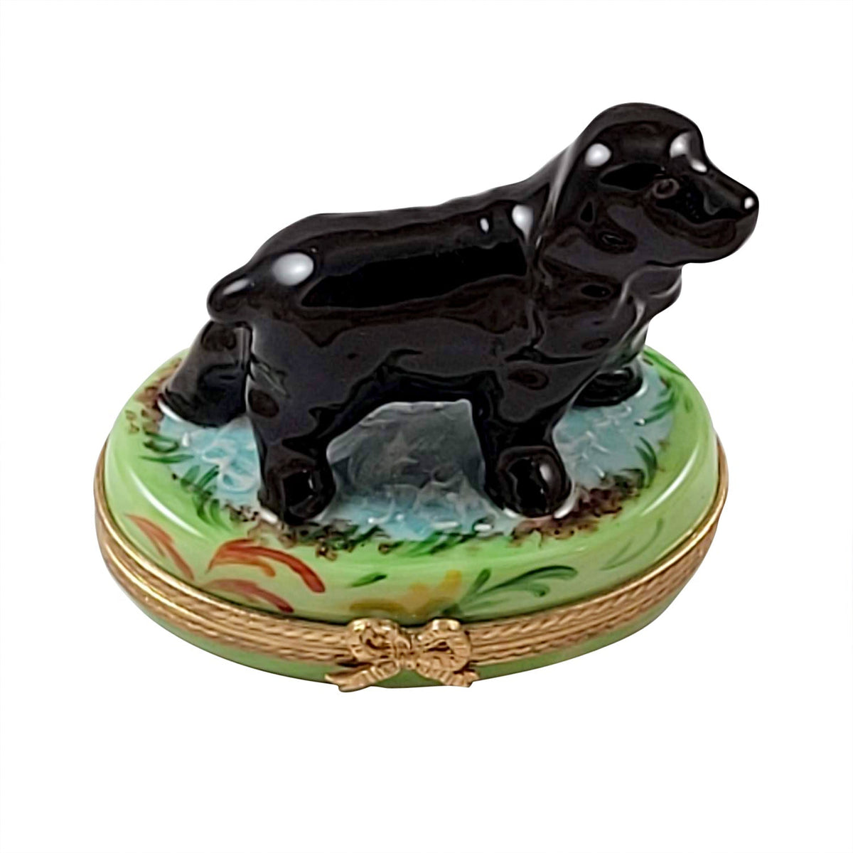 Black Cocker Spaniel Limoges Box, a hand-painted Limoges porcelain gift
