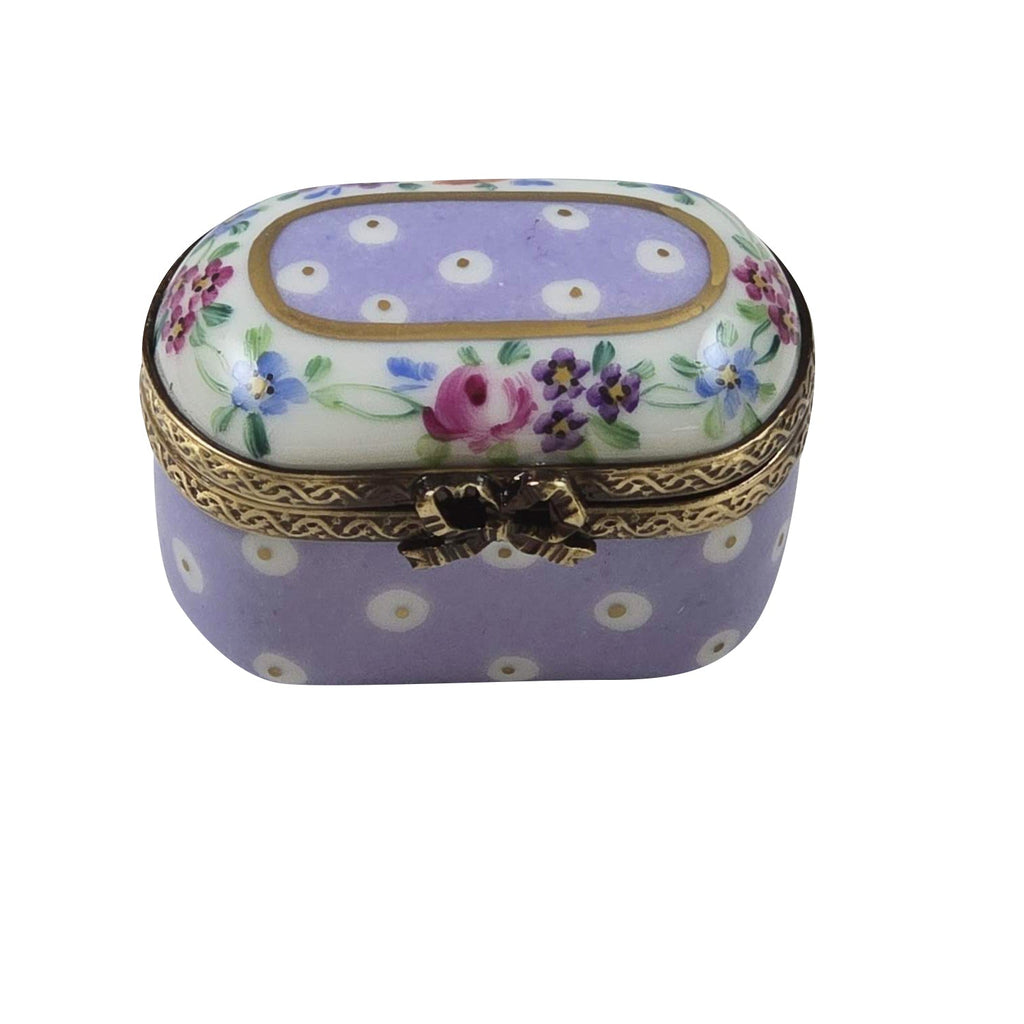 Light Purple Gold Dots Small Oval, a hand-painted Limoges porcelain gift