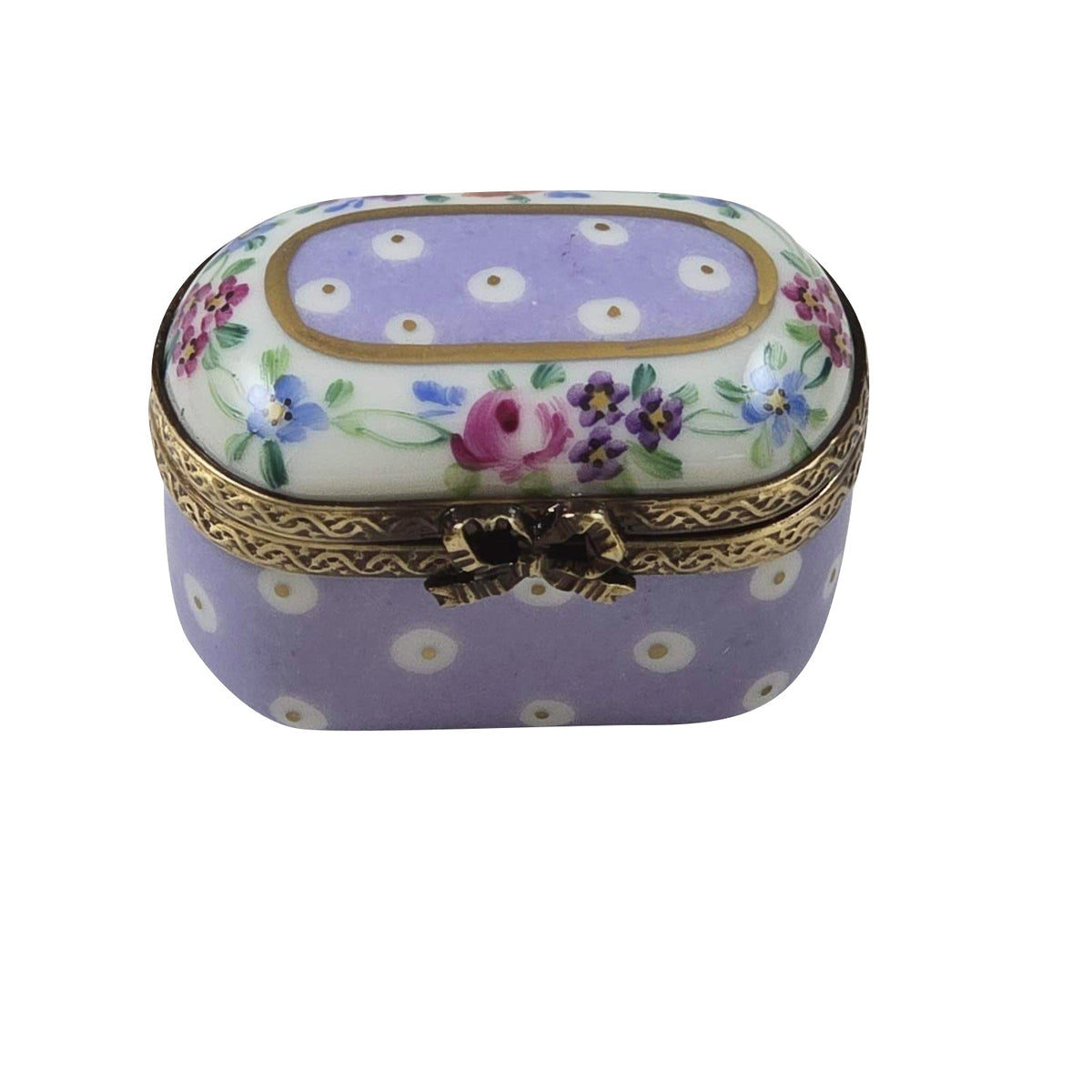 Light Purple Gold Dots Small Oval, a hand-painted Limoges porcelain gift
