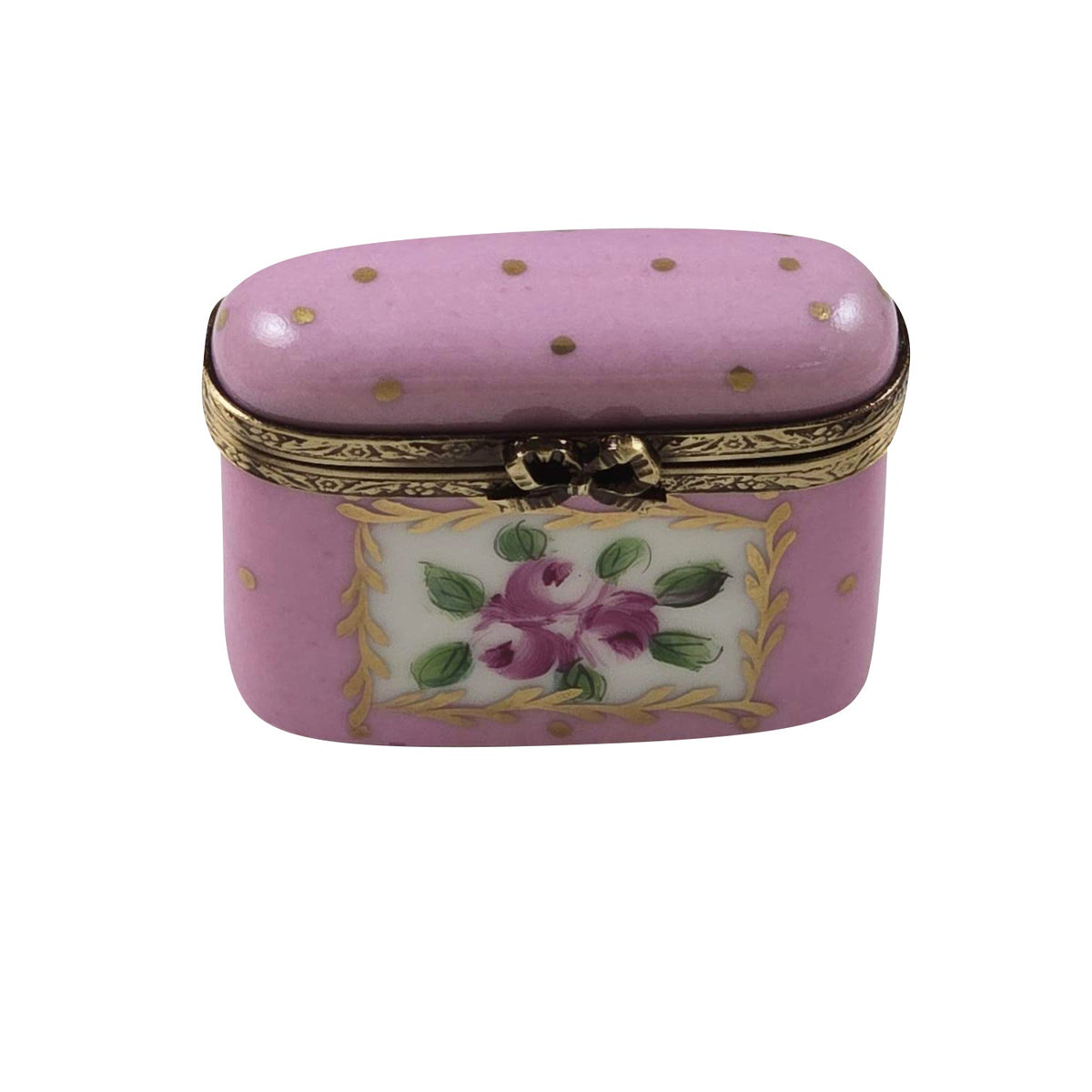 Pink Gold Dots Small Oval, a hand-painted Limoges porcelain gift