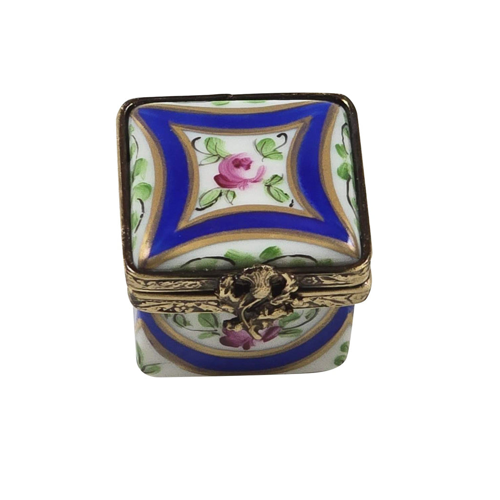Dark Blue/Rose & Gold Small Square, a hand-painted Limoges porcelain gift
