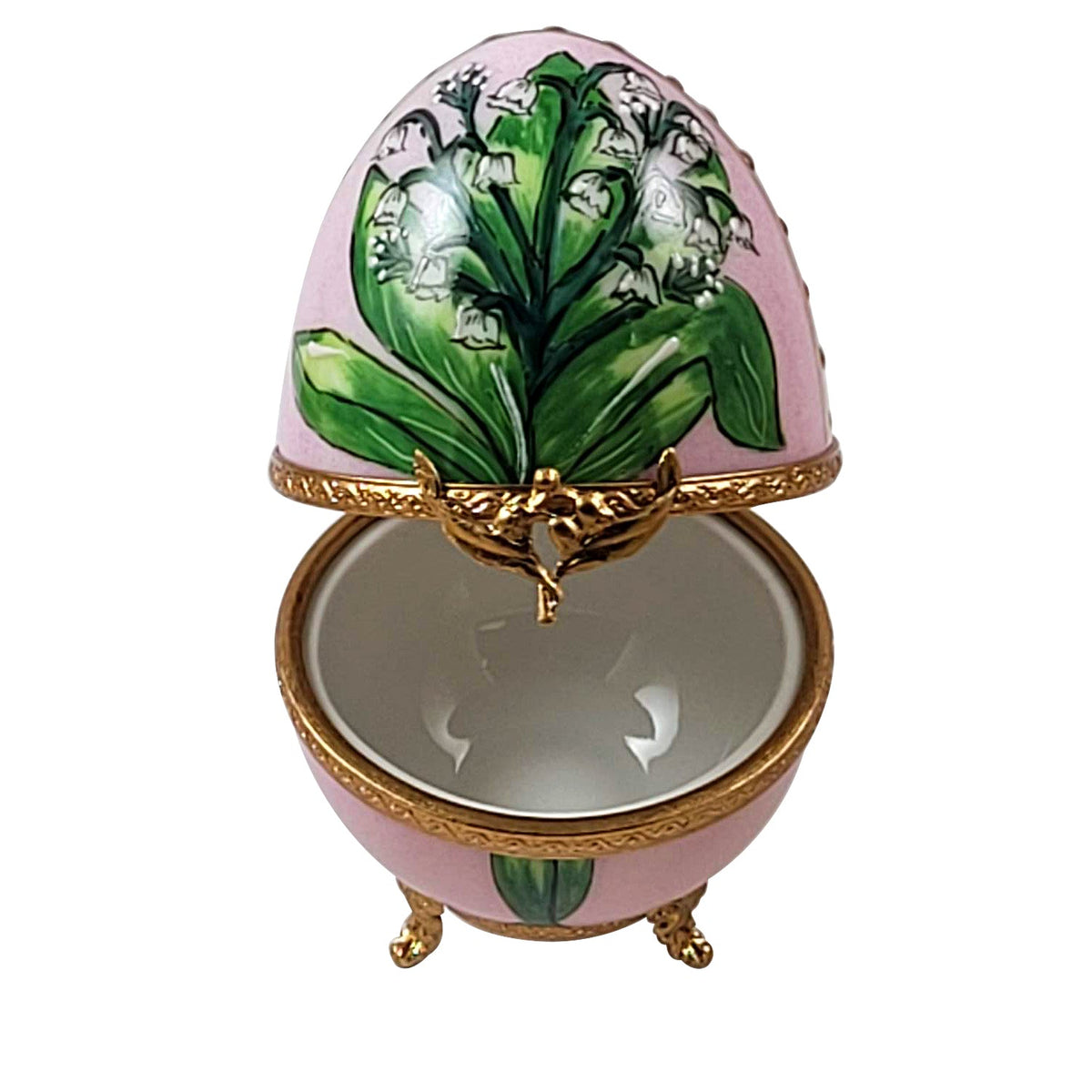 Lily of the Valley Egg Heart Jewel My Love Limoges Porcelain Art Object, view 2
