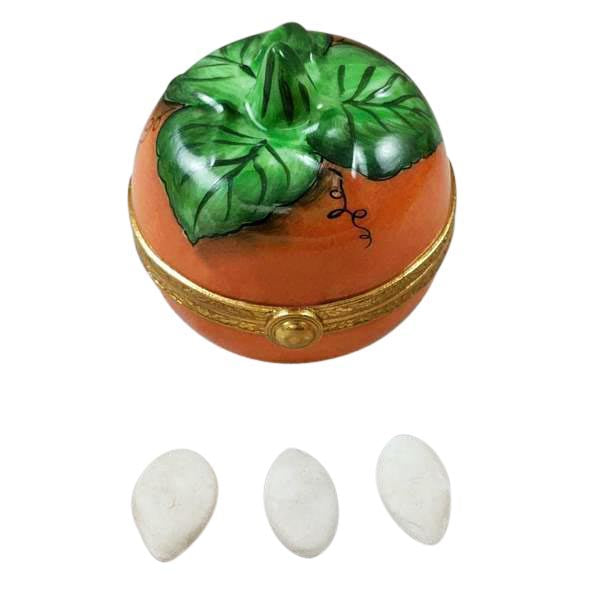 Authentic Rochard Pumpkin with Seeds Limoges box, hand-painted in France, from Limoges Boutique
