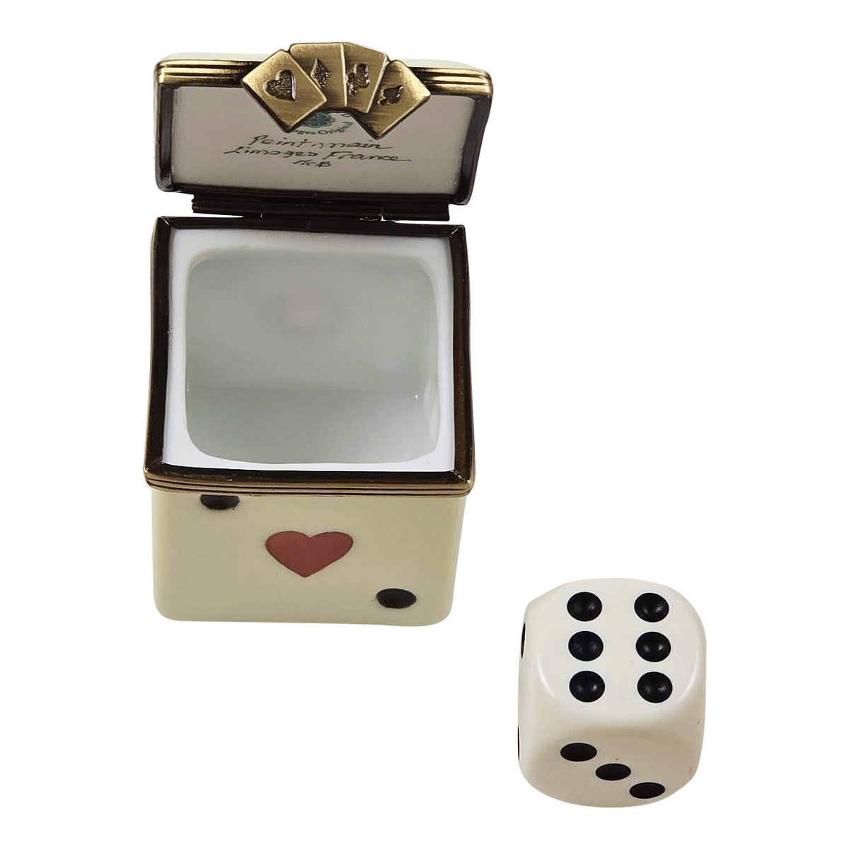 Limoges Dice Box with Removable Die Ace of Hrts, view 4