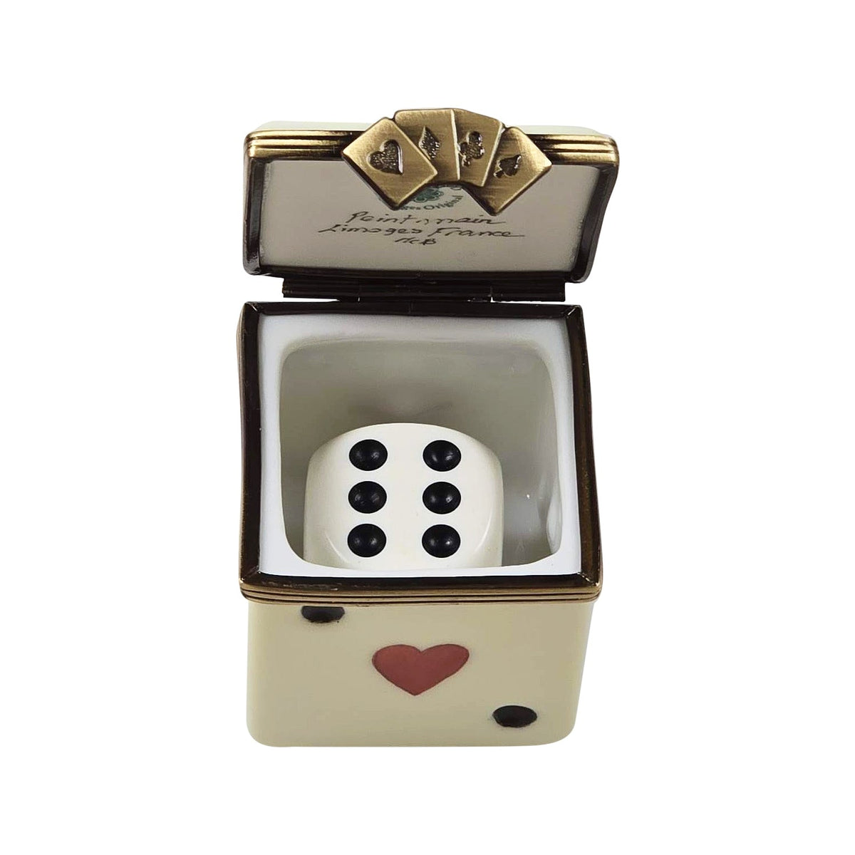 Limoges Dice Box with Removable Die Ace of Hrts, view 2