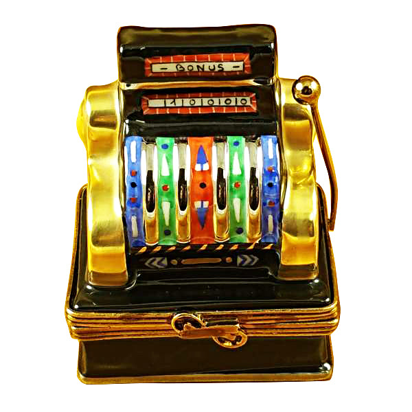 Jackpot Slot Machine Limoges Box for Casino Lovers, a hand-painted Limoges porcelain gift