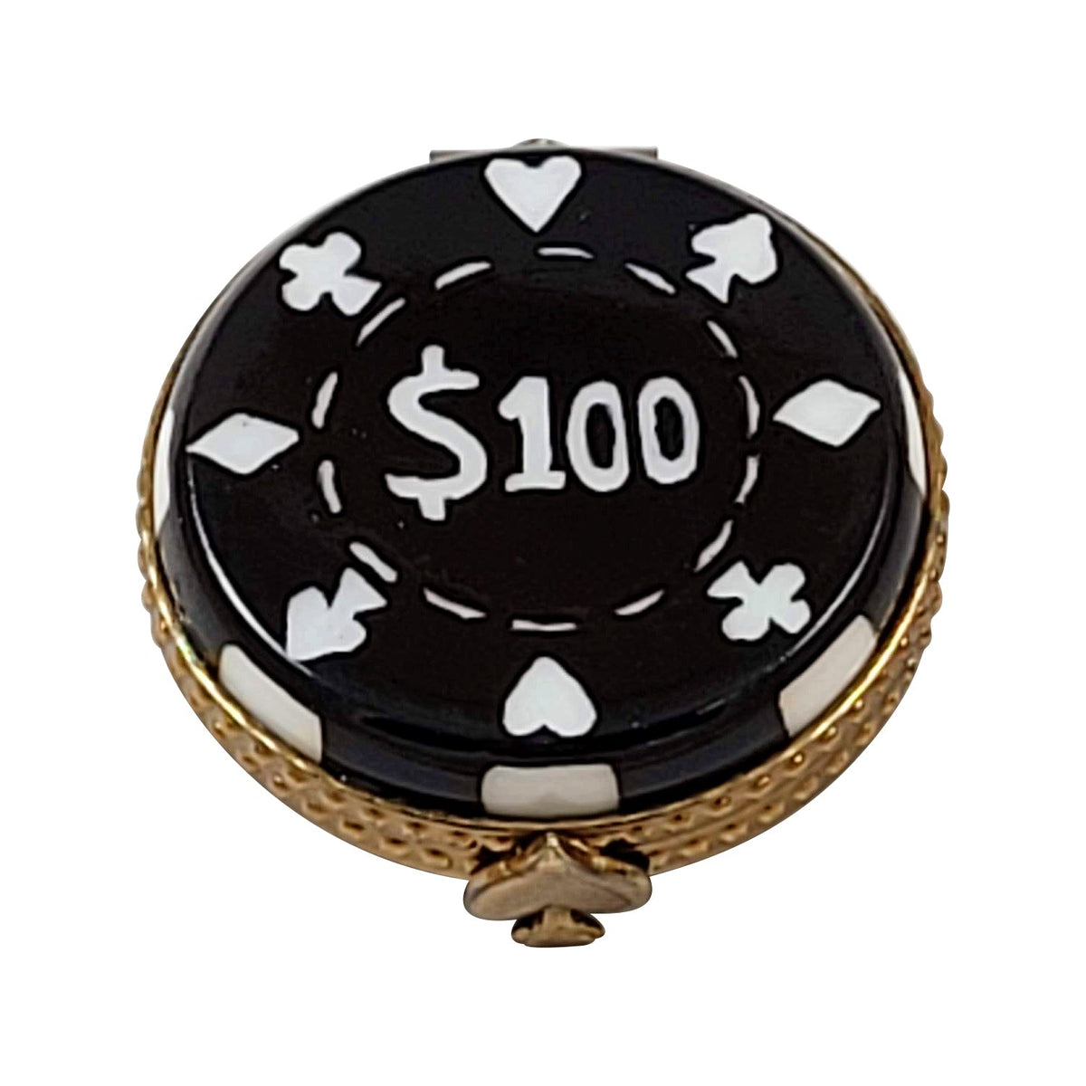 Poker Chip Casino Limoges Box Keepsake, a hand-painted Limoges porcelain gift