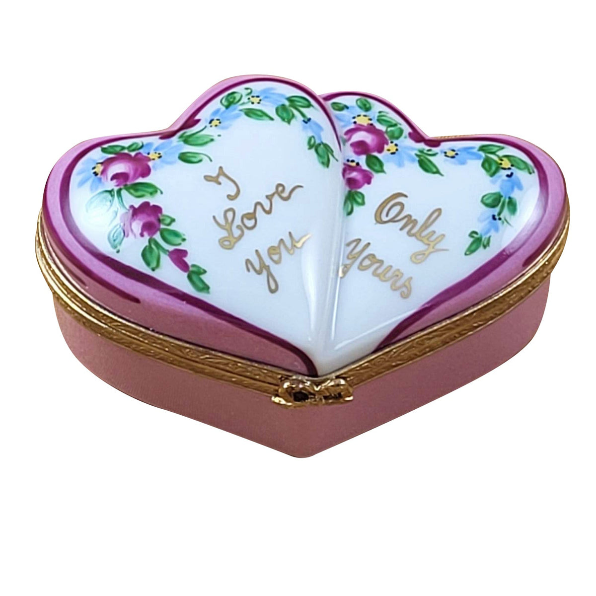 Double Hearts I Love You Only Yours by Rochard, an authentic French Limoges box from Limoges Boutique