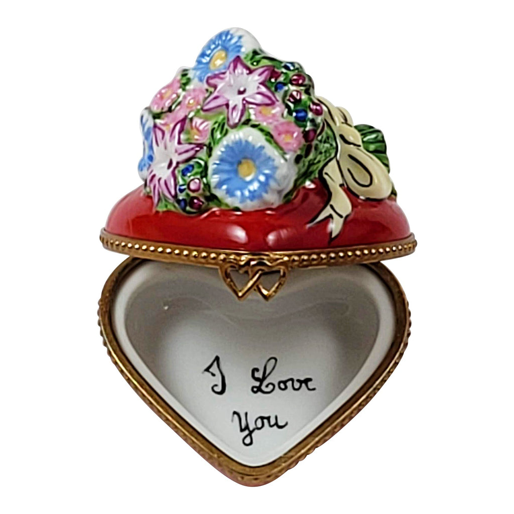 Heart with Bouquet of Flowers on Top Limoges Box Gift, view 2