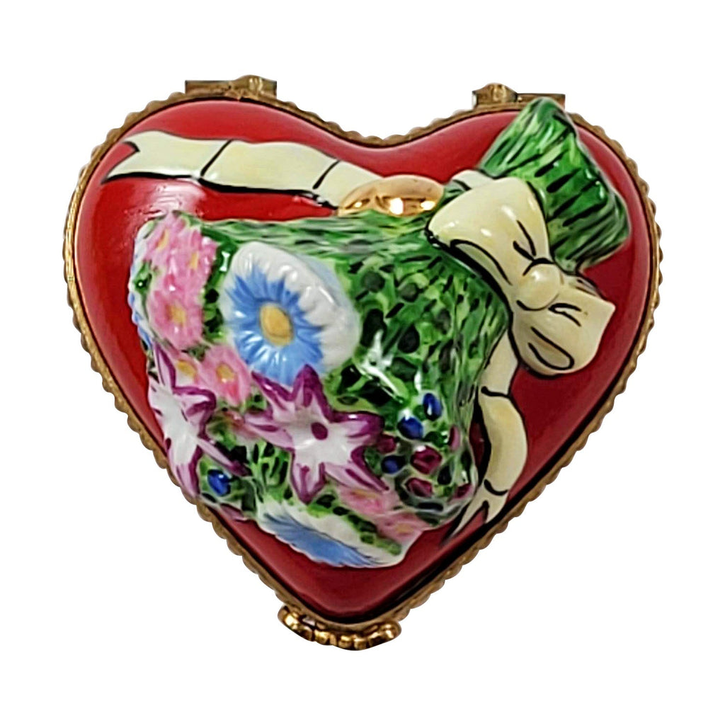 Heart with Bouquet of Flowers on Top Limoges Box Gift, view 3