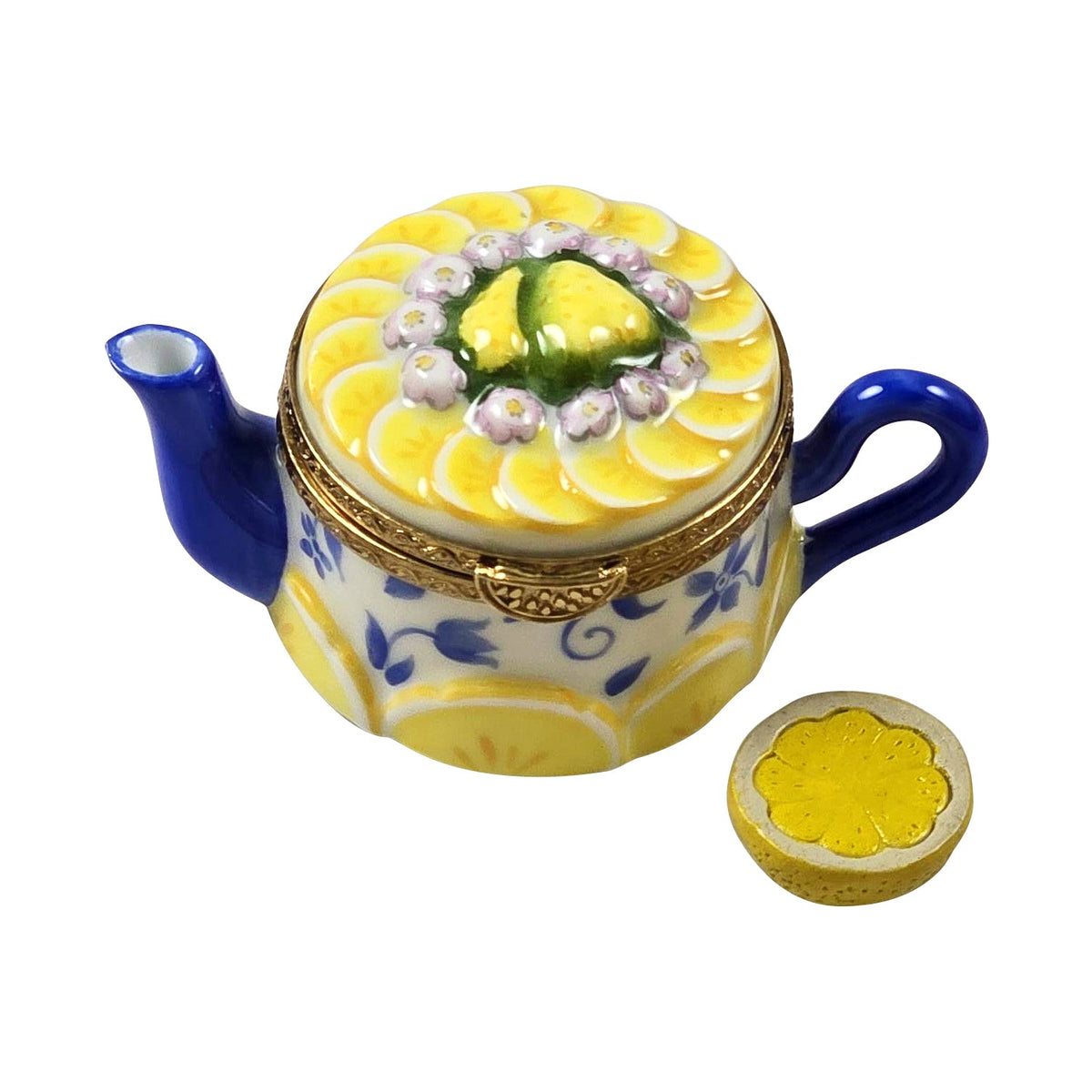 Lemon Teapot w Half Lemon Limoges Box, view 2