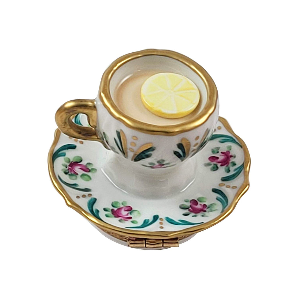 Cup of Tea with Lemon Limoges Box, a hand-painted Limoges porcelain gift
