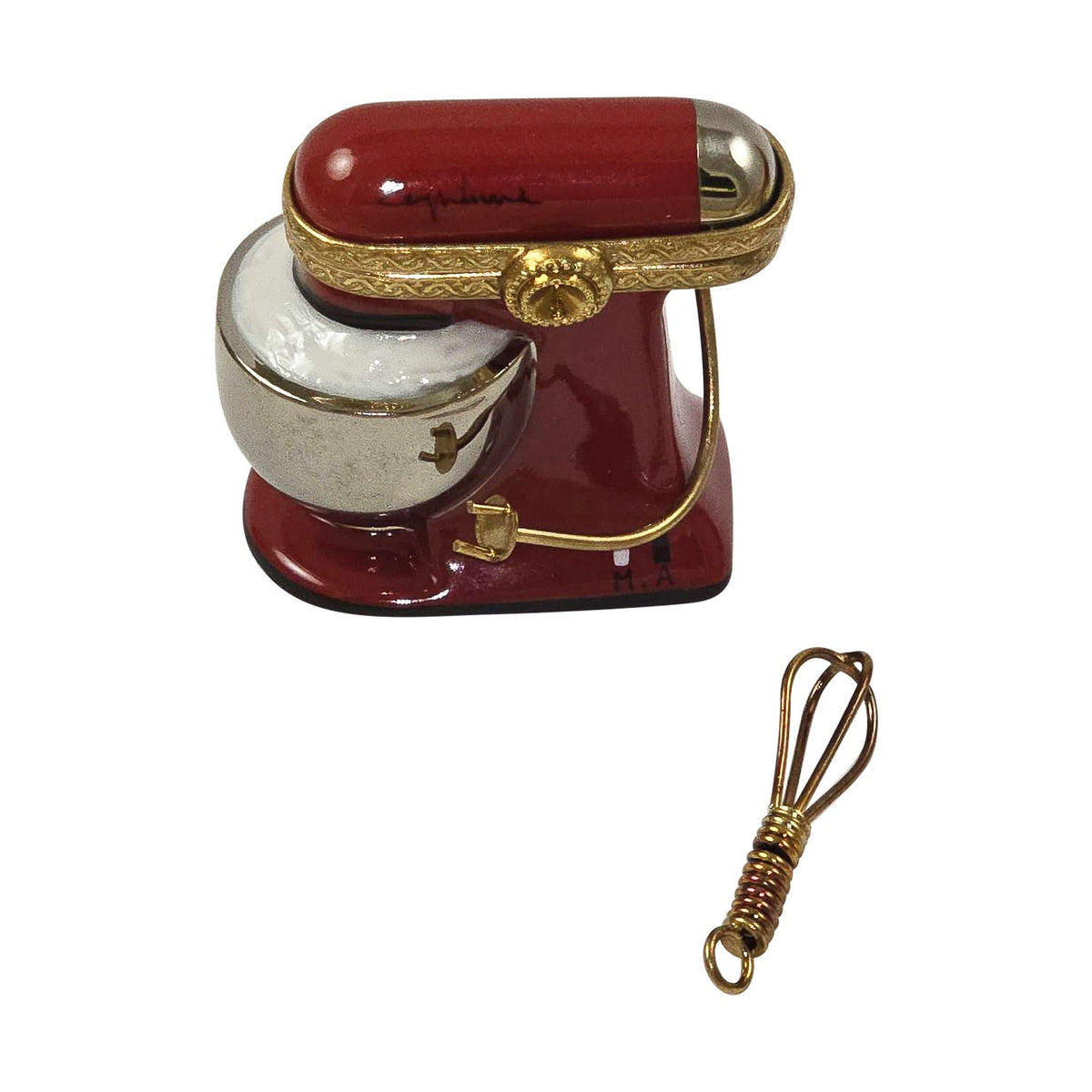Red Mix Master with Removable Whisk, a hand-painted Limoges porcelain gift