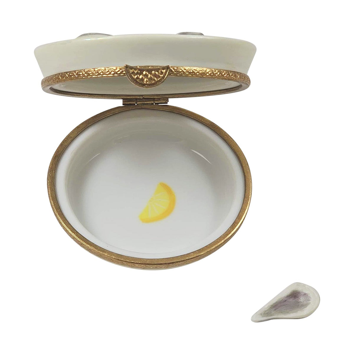 Rochard Oyster Plate Limoges Box HandPainted Porcelain Trinket, view 4