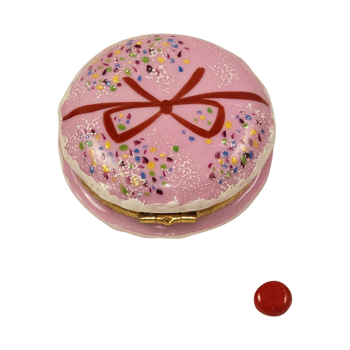 Pink Macaron with Sprinkles & Red Bow with Removable Red Macaron, view 3