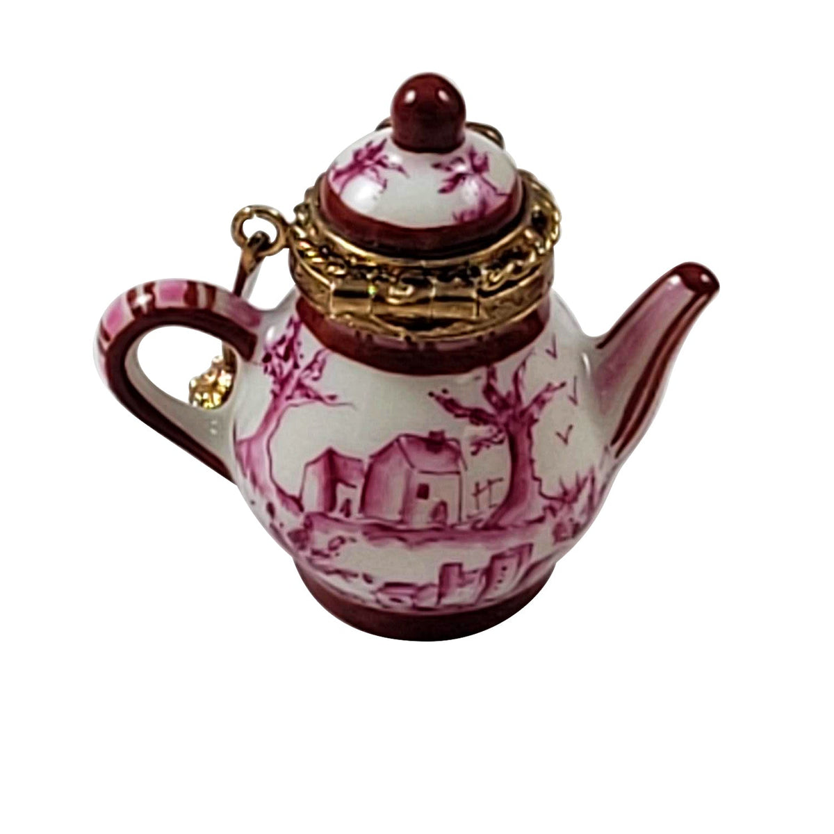 Pink Toile Teapot Limoges Box for Tea Lovers, view 2