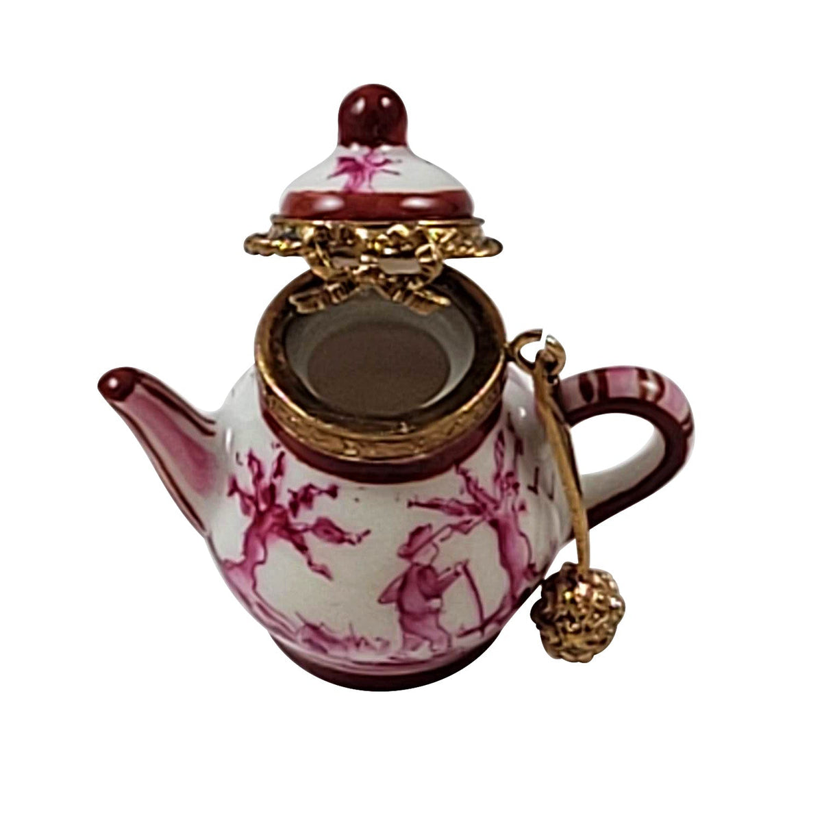 Pink Toile Teapot Limoges Box for Tea Lovers, view 3
