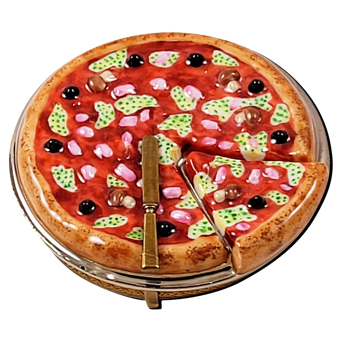 Pizza Pie Food Limoges Box for Collectors, a hand-painted Limoges porcelain gift