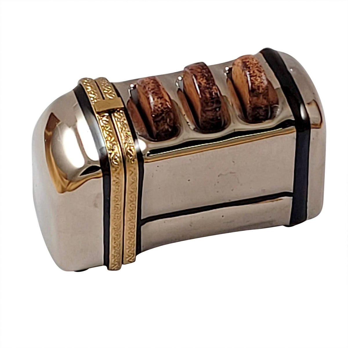 Toaster with 3 Slices of Removable Toast Limoges Box, a hand-painted Limoges porcelain gift