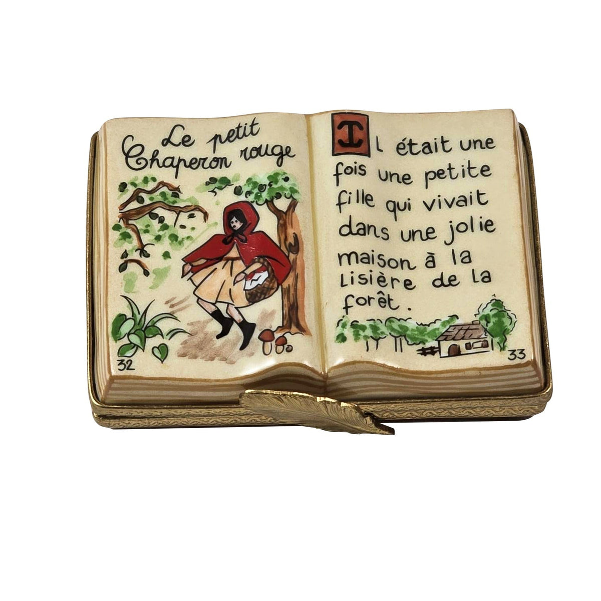 Little Red Riding Hood Fairy Tale Book Limoges Box, a hand-painted Limoges porcelain gift