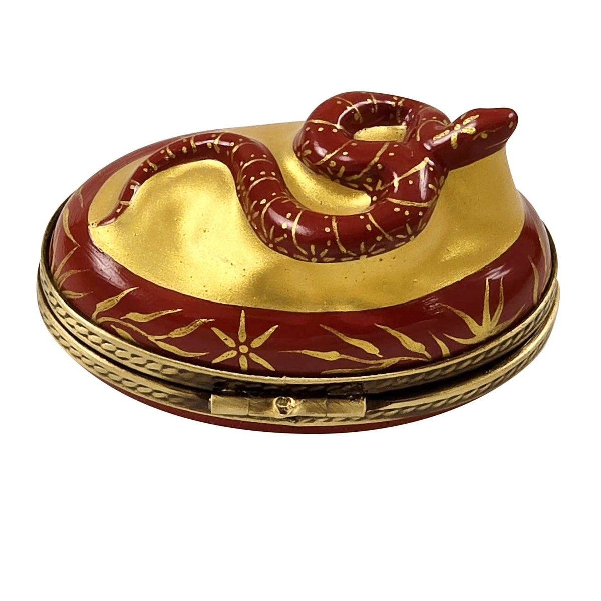 Reverse of the 2025 Year of the Snake Chinese Astrology Limoges box, painted all the way around
