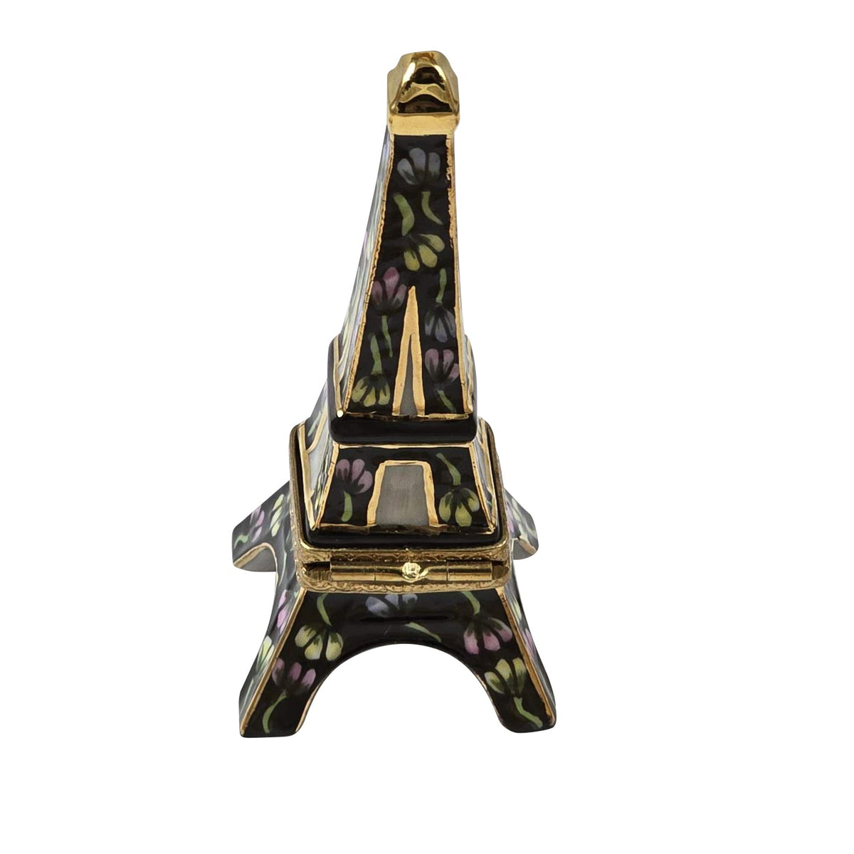 Black Eiffel Tower w Flowers Limoges Box, a hand-painted Limoges porcelain gift