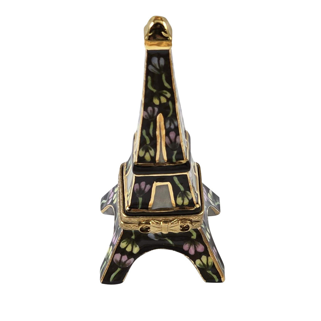 Black Eiffel Tower w Flowers Limoges Box, view 3