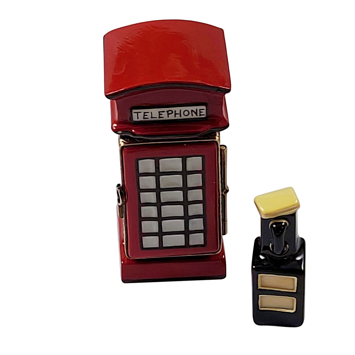 British Phone Booth Removable Phone Limoges Box Collectible, a hand-painted Limoges porcelain gift