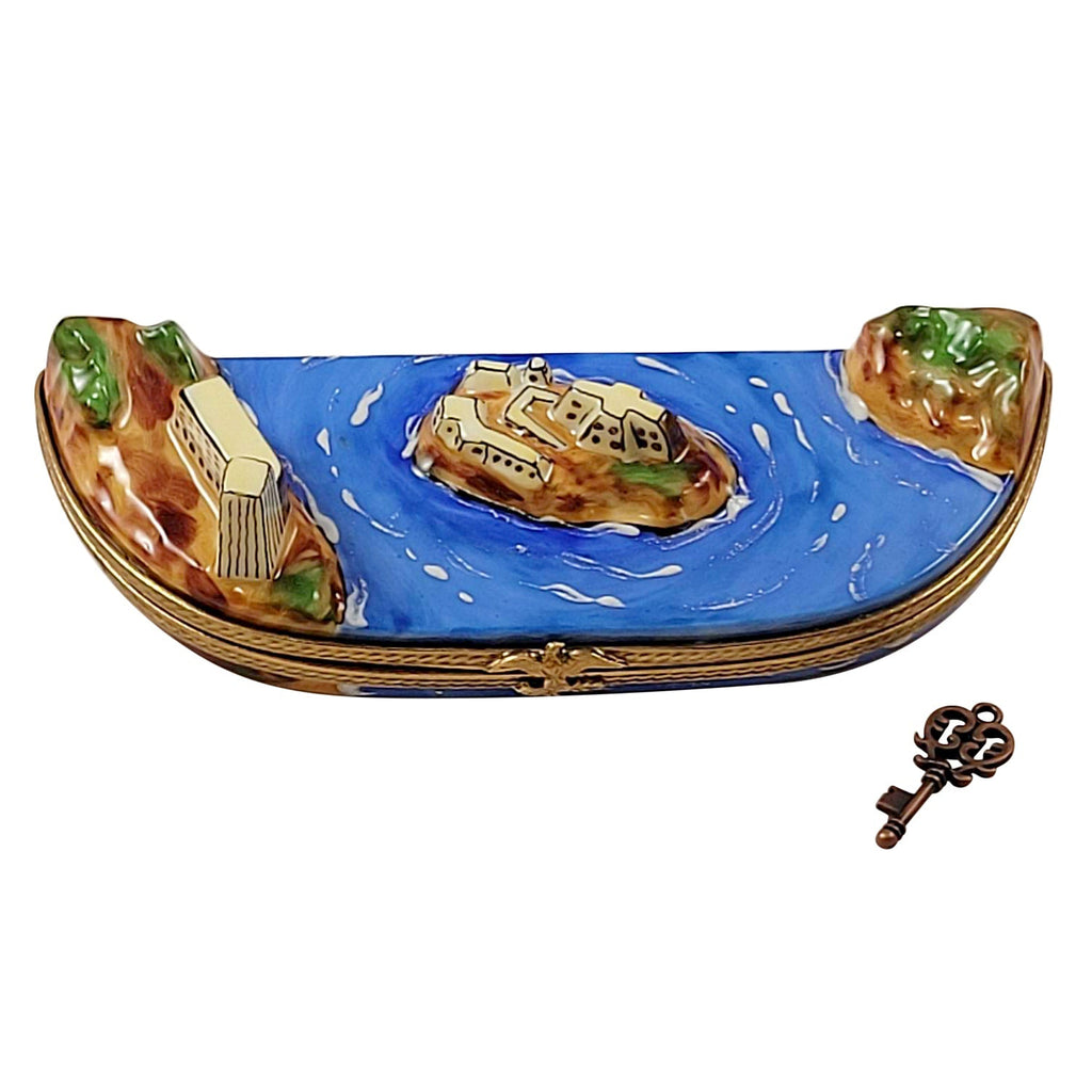 Limoges Boutique presents the Rochard Alcatraz with Brass Key, a genuine Limoges box painted by hand in France