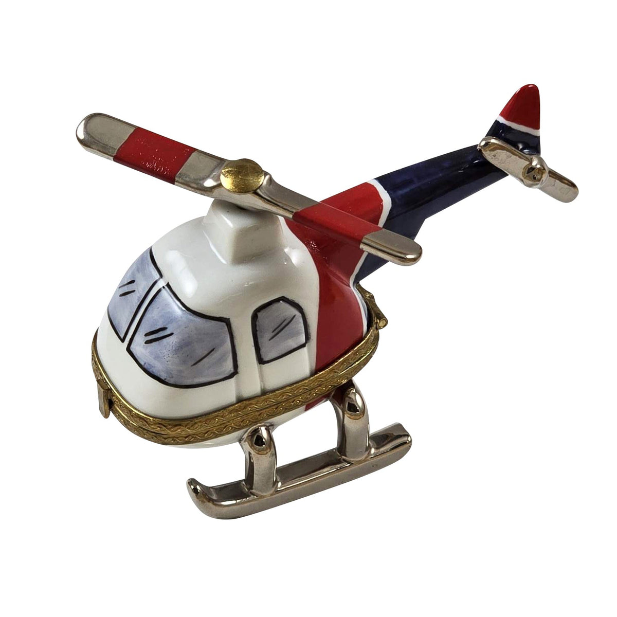 Helicopter Limoges Box for Aviation Enthusiasts, a hand-painted Limoges porcelain gift