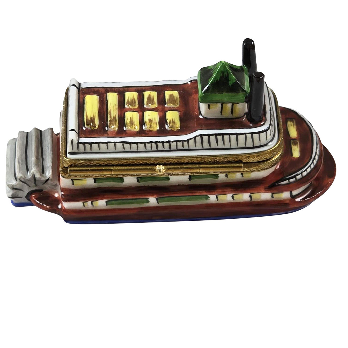 Paddle River Boat Limoges Box USA, a hand-painted Limoges porcelain gift