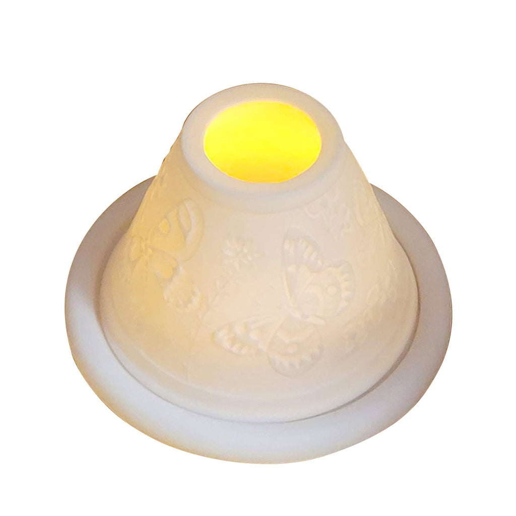 Butterfly Votive Light Conical, a hand-painted Limoges porcelain gift
