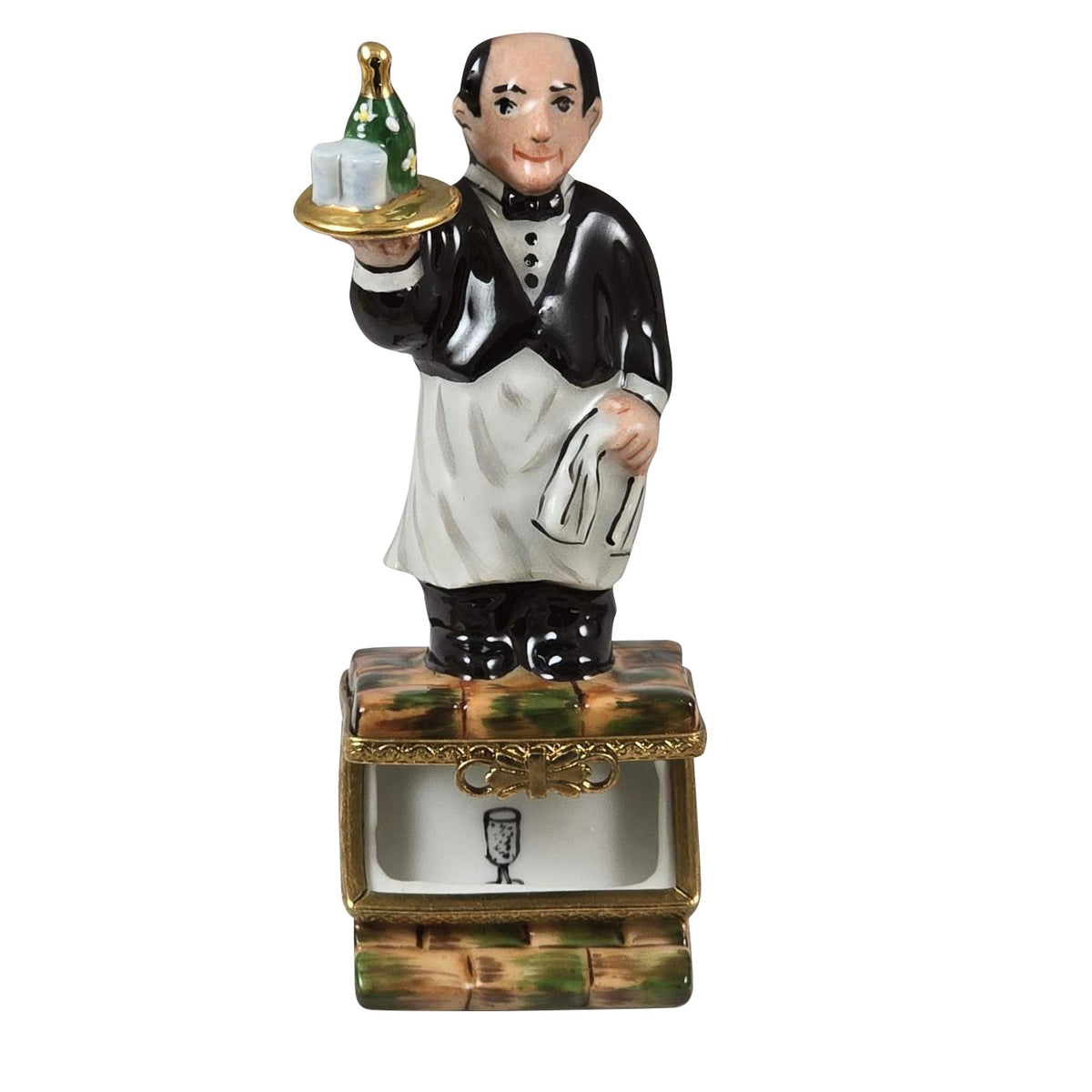 Sommelier Waiter w Bottle Rochard Limoges Box Figurine, view 2
