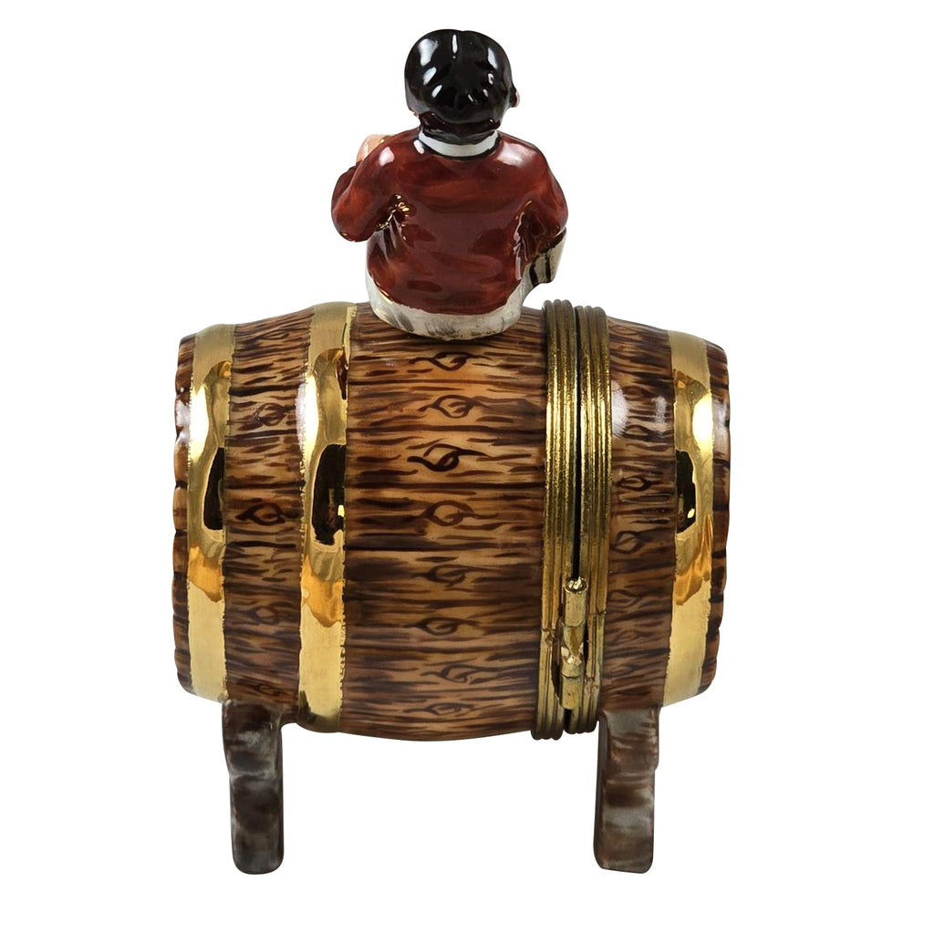 Sommelier Waiter on Wine Barrel Rochard Limoges Box, view 6