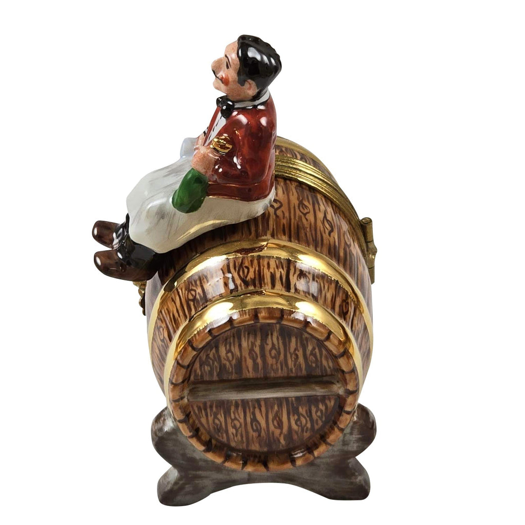 Sommelier Waiter on Wine Barrel Rochard Limoges Box, view 4