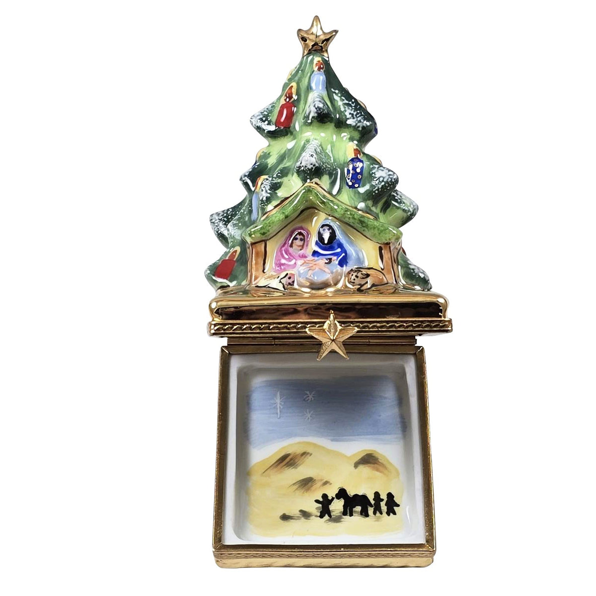 Christmas Tree w Manger Limoges Box, view 2
