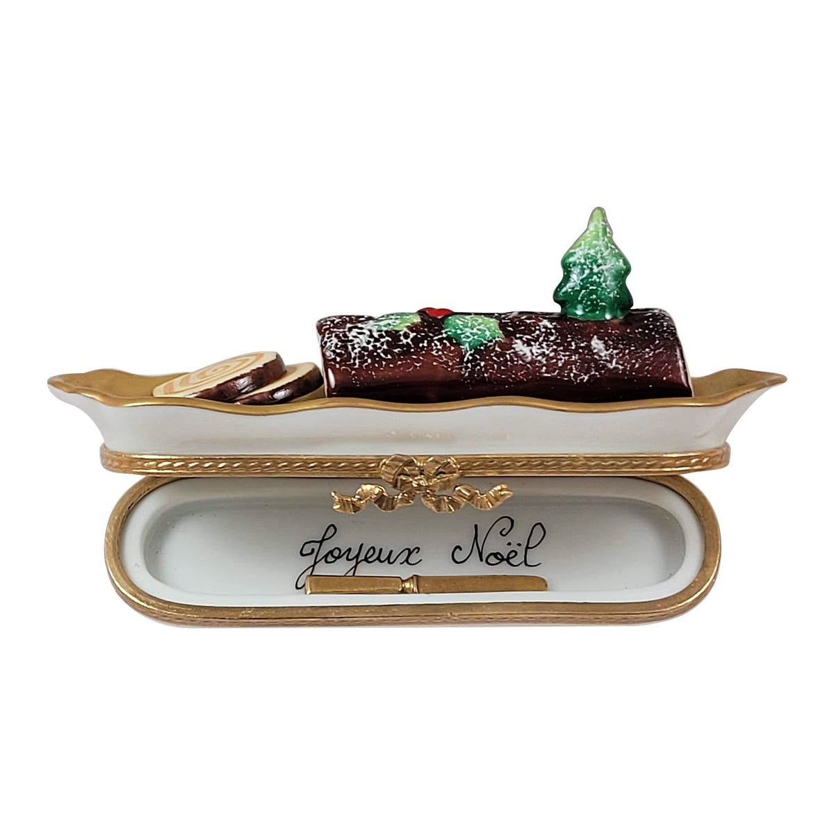 Buche de Noel w Removable Serving Knife Yule Log Limoges Box, view 3