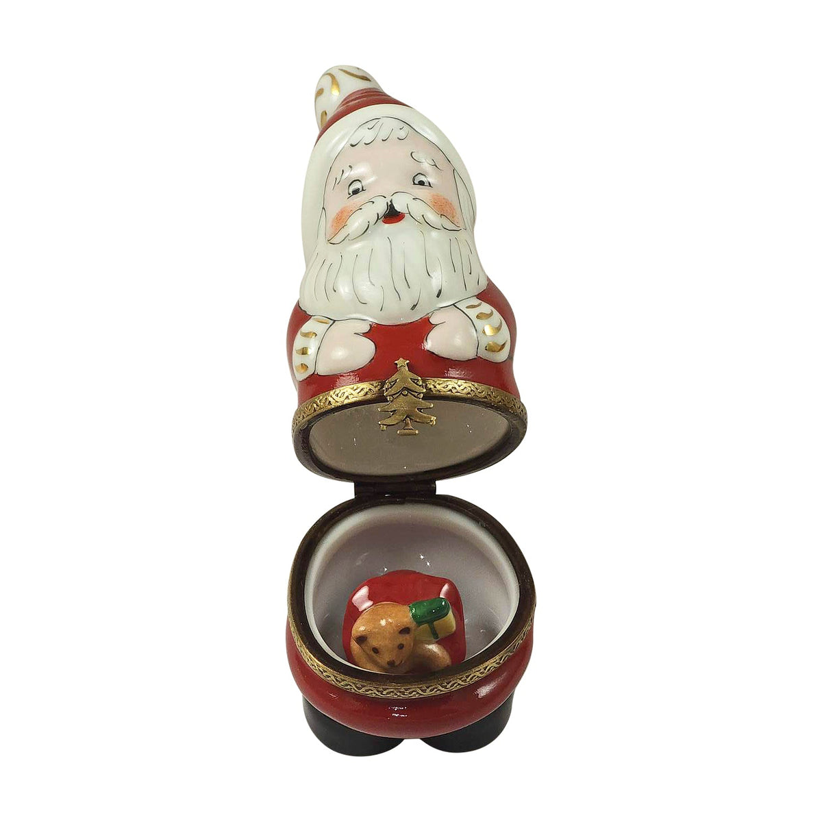 Santa with Teddy Bear Gift Bag Limoges Box, view 2