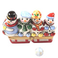 Snowmen on Sled Limoges Box for Holiday Decor Gift, a hand-painted Limoges porcelain gift