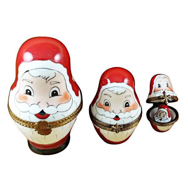 Four Nesting Santa Limoges Box for Christmas Decor, view 3