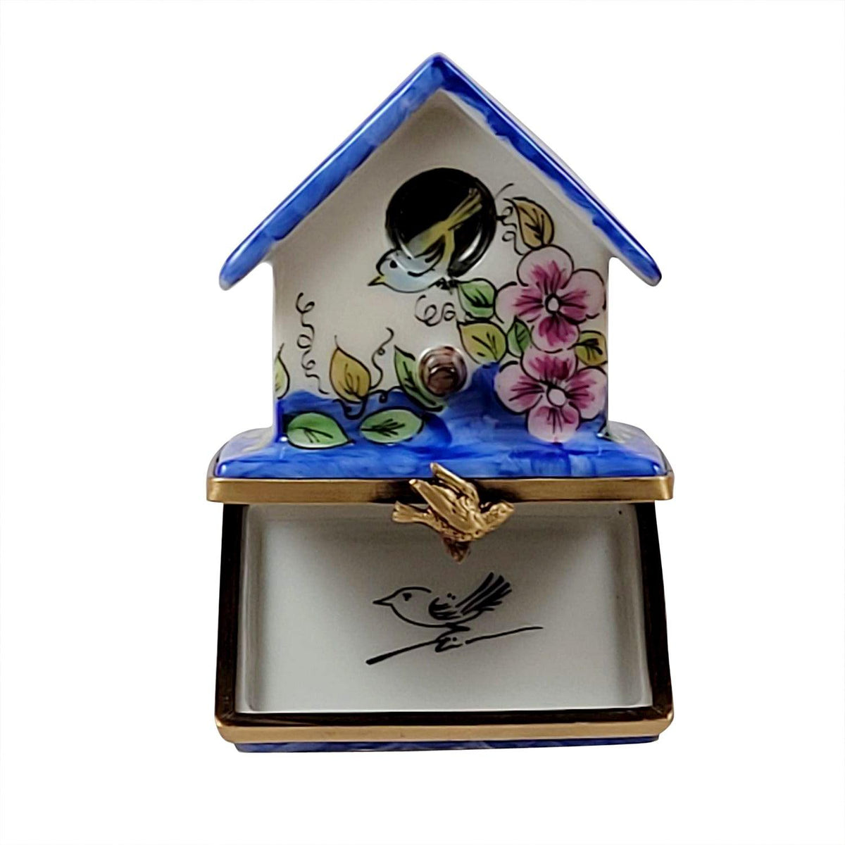 Blue Bird in Birdhouse Limoges Box, view 2