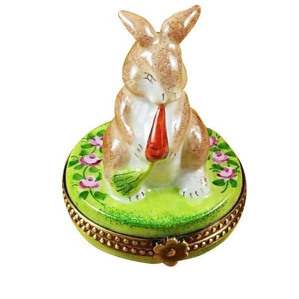 Genuine Rochard Rabbit with Carrot Limoges box painted by hand in France, from Limoges Boutique